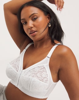 Pretty Secrets Dotty Front Fastening White Midi Bra B-DD White