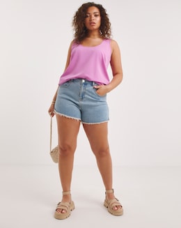 Lilac Lightweight Woven Scoop Vest Top