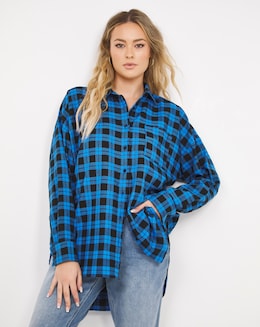 Oversized Boyfriend Checked Shirt