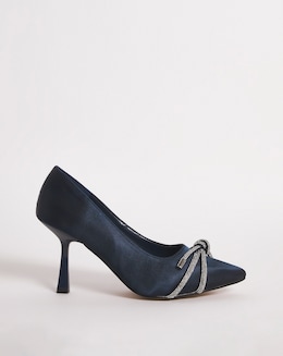Kara Diamante Knot Heeled Shoes Ex Wide Fit