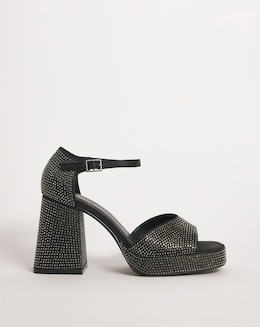 Khloe Diamante Platform Heeled Sandals Wide Fit