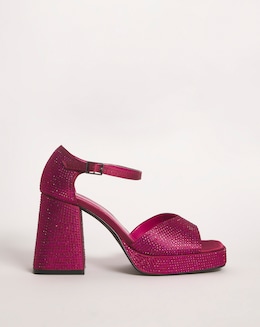 Khloe Diamante Platform Heeled Sandals Wide Fit