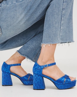 Mia Cross Front Platform Heeled Sandals - Extra Wide Fit (EEE)