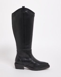 Zaida Western Cowboy Knee High Boots Wide Fit Super Curvy Calf
