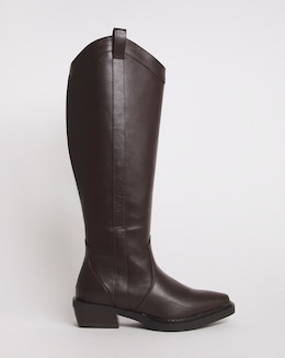 Zaida Western Cowboy Knee High Boots Ex Wide Fit Super Curvy Calf