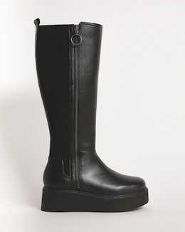Kayley Wedge Knee High Boots Ex Wide Fit Super Curvy Calf