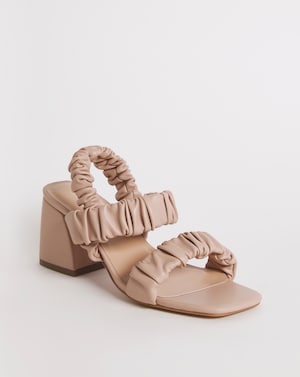 Ruched Heeled Sandals Ex Wide - Image 2