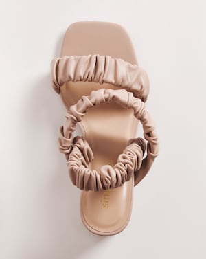 Ruched Heeled Sandals Ex Wide - Image 3