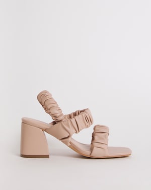 Ruched Heeled Sandals Ex Wide - Image 1