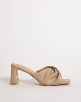 Enya Twist Heeled Mule Sandals Ex Wide Fit
