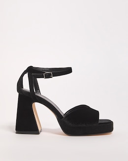 Emi Velvet Platform Heeled Sandals Ex Wide Fit