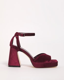 Emi Velvet Platform Heeled Sandals Wide Fit