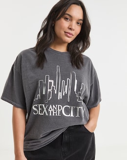 Washed Grey Sex &amp; The City Foil License T-Shirt