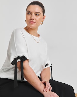 Black &amp; White Ribbon Trim T-Shirt