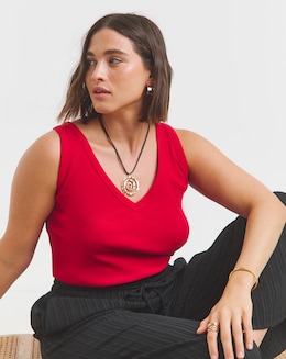 Red V Neck Tank