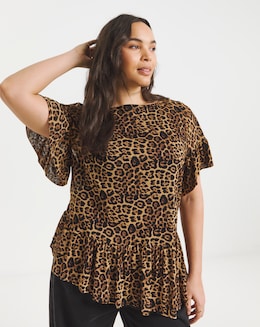 Leopard Print Asymetric Top