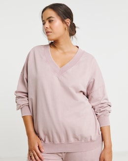 Pink V Neck Sweatshirt