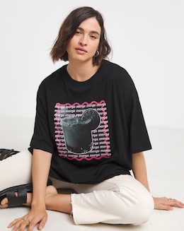 Black Spicy Margs Graphic Oversized T-Shirt