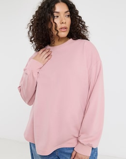 Soft Pink Curved Hem Sweatshirt
