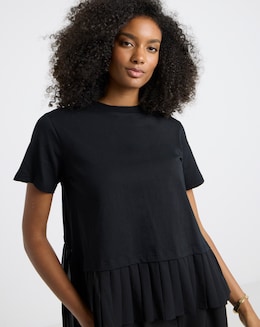 Simply Be Black Pleated Back T-Shirt
