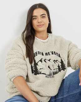 Cream Borg Embroidered Sierra Nervada Sweatshirt