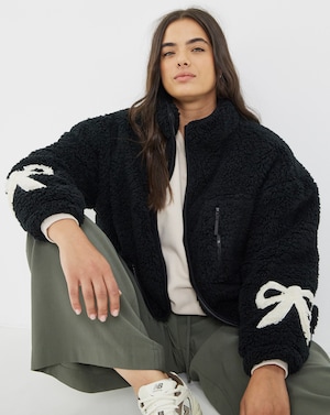 Sherpa Teddy with Bow Sleeve Detail - Image 1