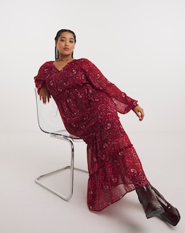 Joe Browns Red Radiant Paisley Chiffon Dress