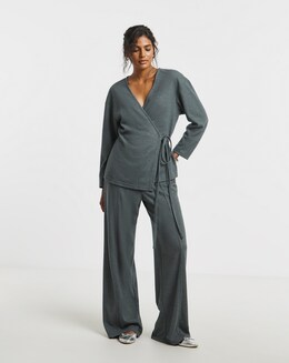 Ribbed Wide Leg Trousers - Image