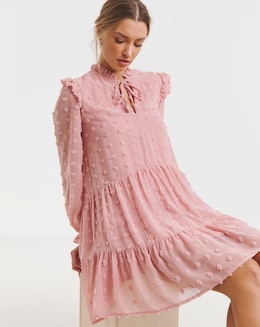 Flounce London Dobby Spot Mini Dress