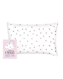 Silver Cloud Heart Print Satin Pillowcase Infused with Silver Ions