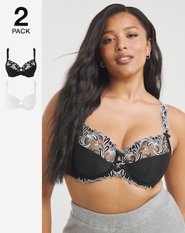 Pretty Secrets 2 Pack Flora Full Cup Black/White Bras B-G