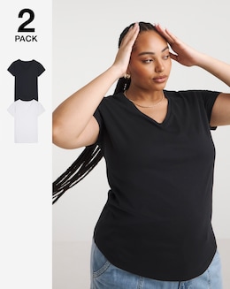 2 Pack Black/White V-Neck Tee's
