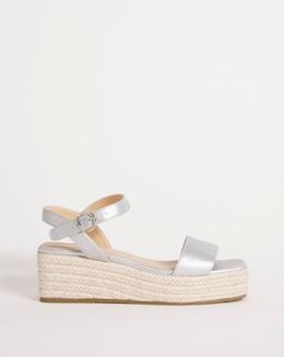 Daria Metallic Square Toe Espadrille Flatform Sandals Ex Wide Fit