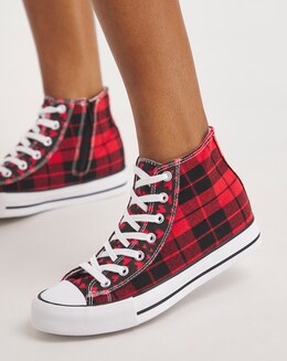 Olive Chunky Canvas Hi Top Trainers Wide Fit