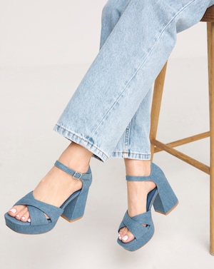 Cross Platform Heeled Sandals Ex Wide - Image 1