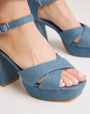 Cross Platform Heeled Sandals Ex Wide - Image 3