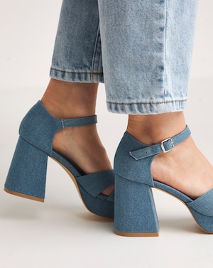 Cross Platform Heeled Sandals Ex Wide - Image 2
