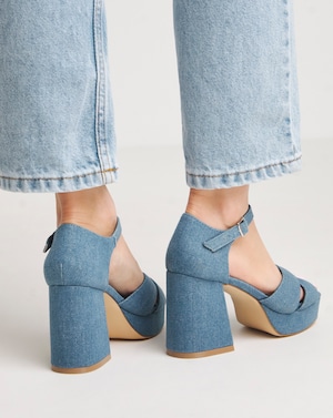 Cross Platform Heeled Sandals Ex Wide - Image 4