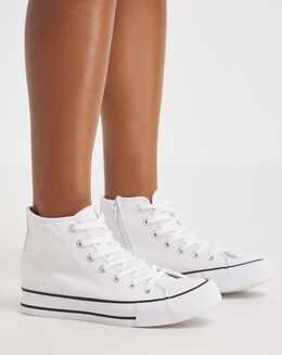 Olive Chunky Canvas Hi Top Trainers Wide Fit
