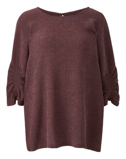 I.Scenery Ruched Sleeve Jersey Top