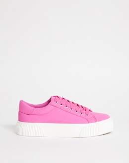 Sicilly Canvas Trainers Chunky Ribbed Sole Ex Wide Fit