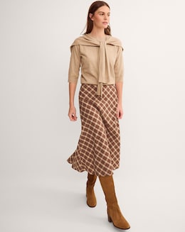 Monsoon Frankie Check Print Midi Skirt - Image