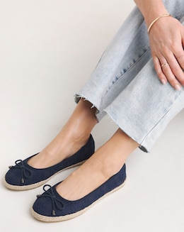 Simply Be Arielle Broderie Ballerina Espadrille Extra Wide EEE Fit