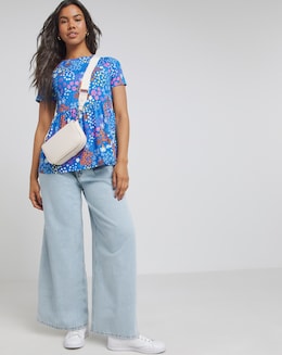Blue Ditsy Supersoft Smock Top