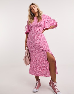 Nobody's Child Elka Heart Print Midi Dress