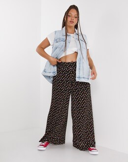 Plisse Wide Leg Trouser