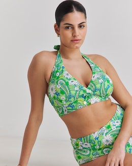 Joe Browns Paisley Print Non-Wired Bikini Top Green Multi
