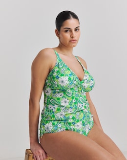 Joe Browns Paisley Print Tankini Top Green Multi