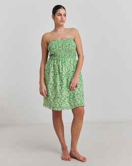 Joe Browns Green Leaf Print Short Beach Dress