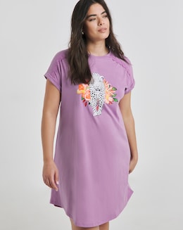 Joe Browns Placement Leopard Print Nightie Lilac